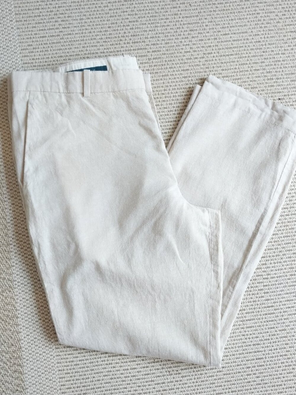 Perry Ellis Linen Cotton Pants Mens 36 x 30 Beige Relaxed Chino Pockets Straight